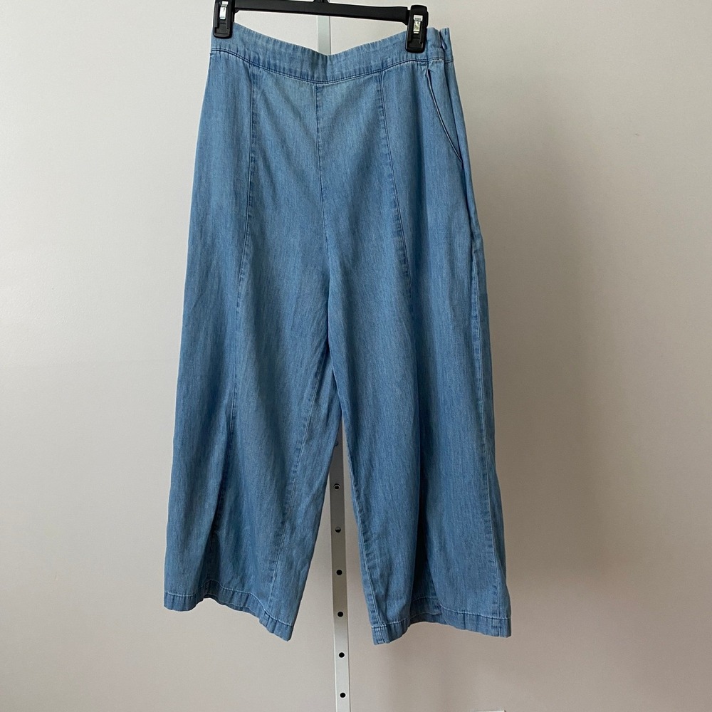 BP Nordstrom Designer Luxury Old Money M Blue Wide Leg Culotte Pants High Waist